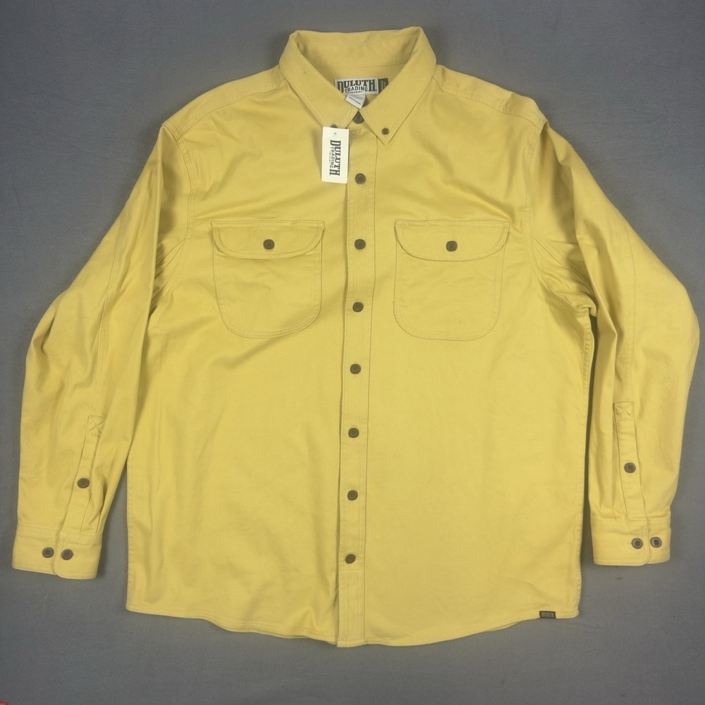Duluth Trading Men's XLG Tall Free Swingin' Moleskin Yellow Relaxed Fit Untucked